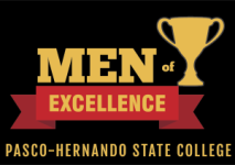 men of excellence with award cup image