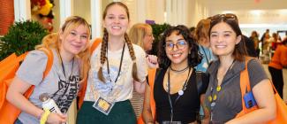 Four PHSC female students at PHSC's Student Life Retreat 2025.
