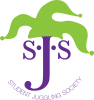 green jester hat on top of a large J in purple.  The J is in the middle of two S's.  with the words Student Juggling Society underneath.