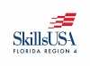 Red flag and words "Skills USA" and "Florida Region four"