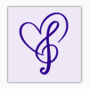 Portrait of music club logo which shows a heart intertwined with a music note.